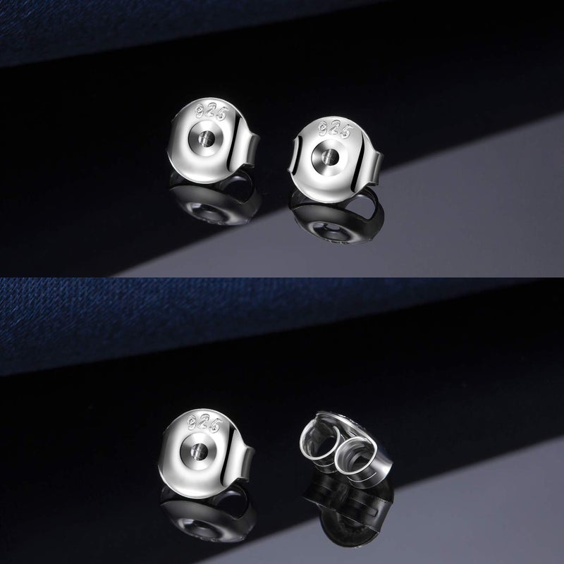 DELECOE 12PCS Real 925 Silver Earring Backs Replacements, 18K White Gold Plated Hypoallergenic , Secure Ear Locking for Stud Nut for Posts, 6mm - Image 2